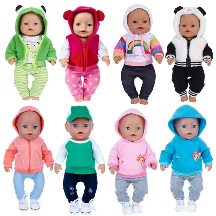 Vêtements de poupée pour nouveau-né, pull à capuche pour fille de 18 pouces, veste, jouets, tenues d