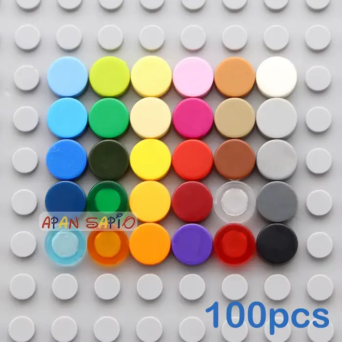 100 pièces carrelage 1x1 rond bricolage blocs de construction briques 33 couleurs jouets éducatifs c