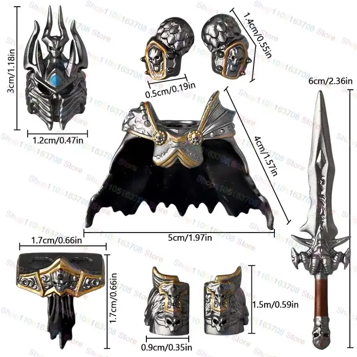 Blocs de construction de chevalier médiéval, dessin animé Lich King, figurines d'action, série de po