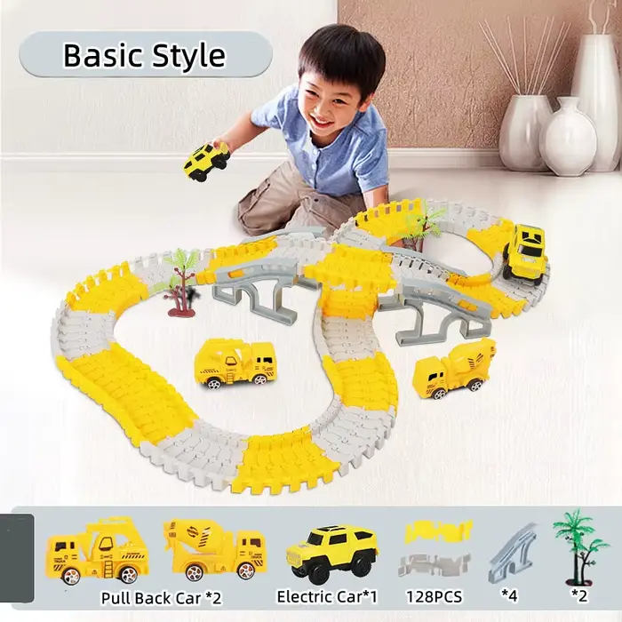 Ensemble de piste de voiture de course sur rail pour enfants, bricolage, assemblage, ensemble de cou