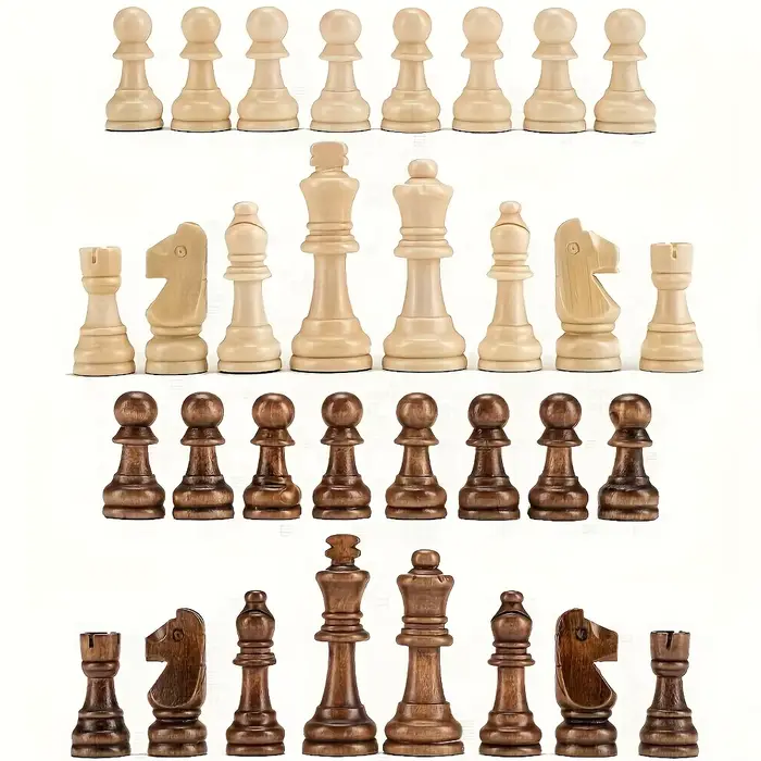 Jeu d'échecs en bois de qualité supérieure, 32 pièces - Finition lisse, design classique, pour jeux 