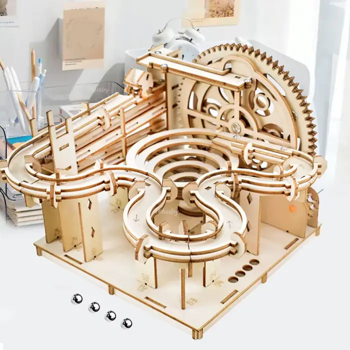 Puzzle 3D en bois, kit de construction de modèle mécanique, jouet à assembler avec course en marbre, cadeau pour enfants et adultes, éducation scientifique et technologie