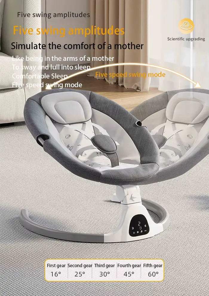 Berceau électrique Bluetooth pour bébé avec moustiquaire, chaise berçante musicale Bluetooth, lit bé