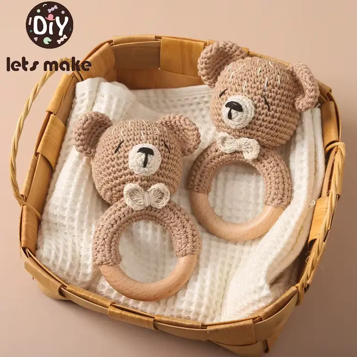Anneau de dentition en bois pour bébé, hochet, jouet, Bracelet de sucette, produit Mobile, landau, c
