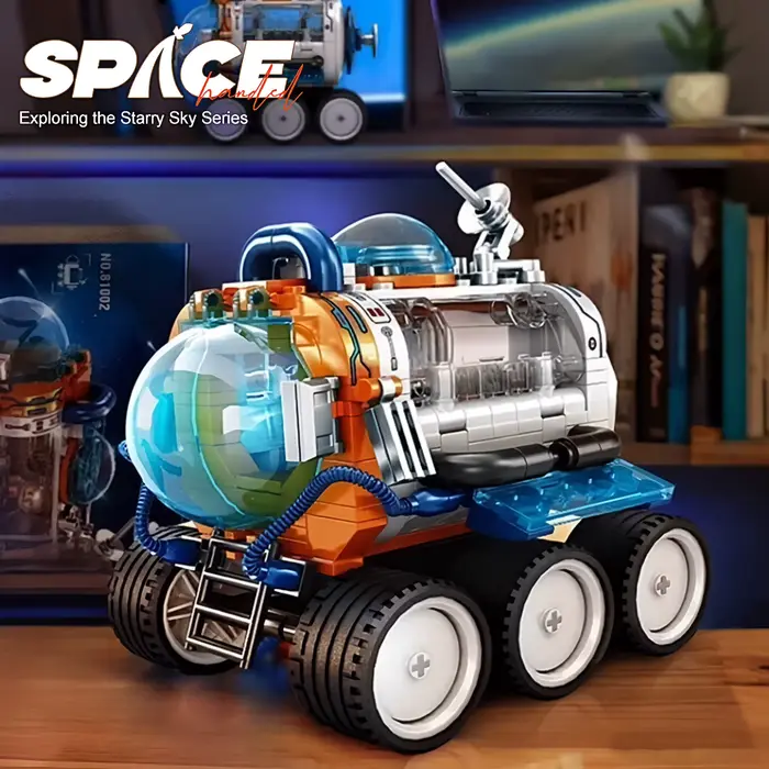 Blocs de construction de la série spatiale, modèle de fusée avec astronaute et véhicule de base, jou