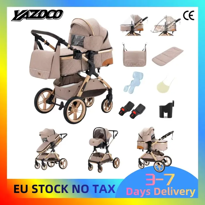 Nouvelle poussette 3 en 1 pour bébé, portable, de voyage, avec siège surélevé, pliable, cadre en alu