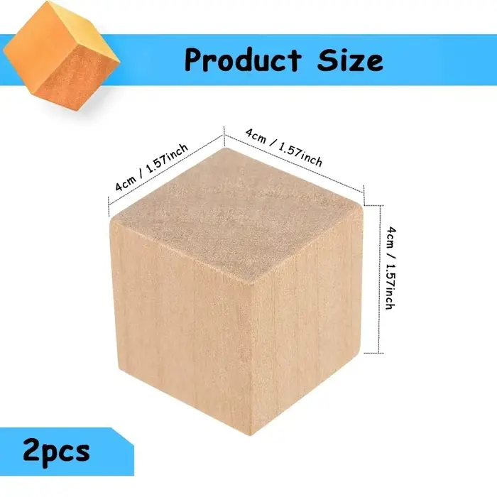 Cubes en bois naturels de 4cm pour artisanat, peinture et construction de puzzles pour enfants et adultes occasions spéciales