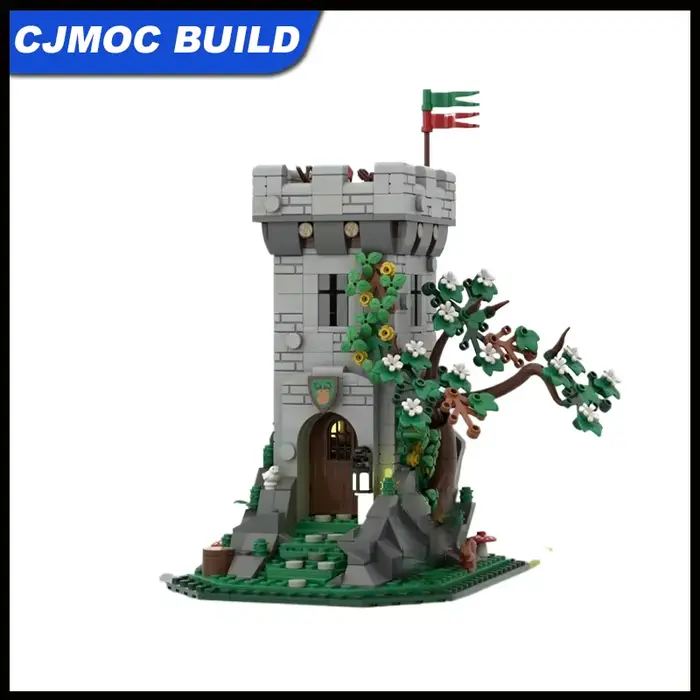Bloc de construction MOC-177729, château médiéval, tour de garde avant, modèle d'assemblage créatif,