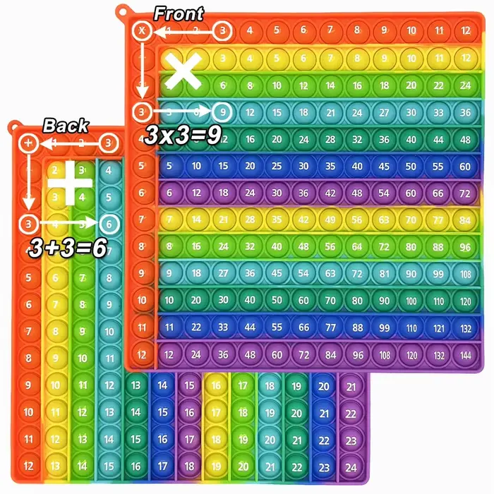 Jeux de Multiplication, tableau d'addition, jouets Pop Fidget, 12x12 et 12 + 12 fois, activité de pr