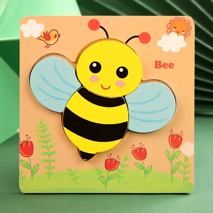 Puzzle 3D en bois de haute qualité pour bébé, dessin animé, trafic d'animaux, jeu de Cognition d'app