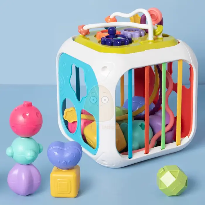 Montessori – cubes d'activités pour bébés, blocs en forme de Cube, triage, jeu de Piano pour emboîte