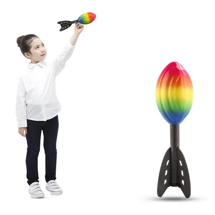 Mini fusée arc-en-ciel, jeu de lancer en mousse souple pour un plaisir compétitif en plein air, joue