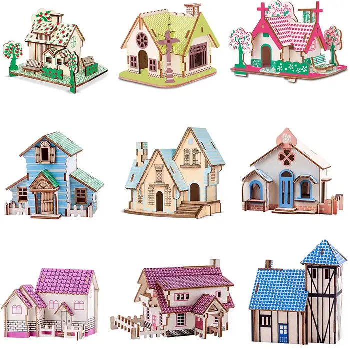 Puzzle 3D en Bois Artisanal Monssjay Maison Personnalisable pour Enfants et Adultes Occasions Spéciales