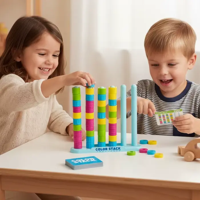 Jeu de société Color Stack Challenge avec cartes pour l'éveil intellectuel et l'entraînement logique pour familles et amis occasions spéciales