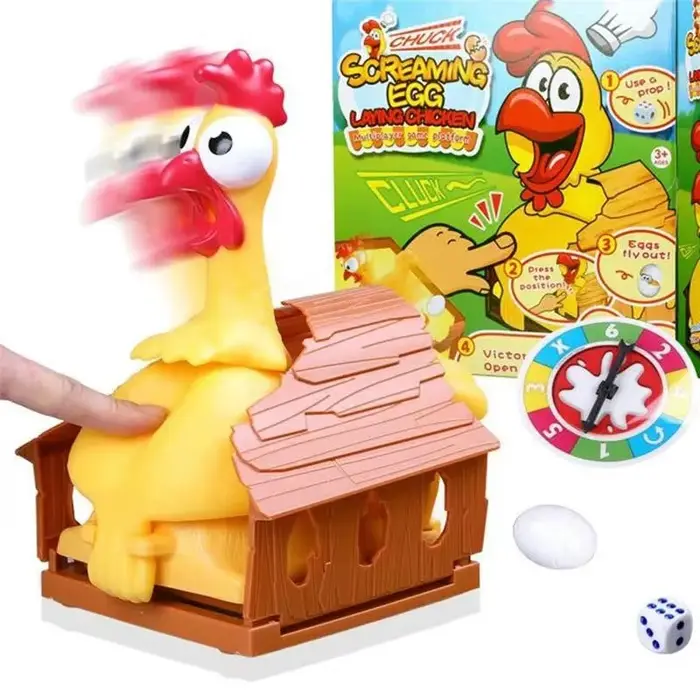 Jeu Squawk Poulet Plastique Interactif Fête Familiale Éducative Occasions Spéciales Plaques de Rotation Dés Plaisir Enfants Adolescents Adultes