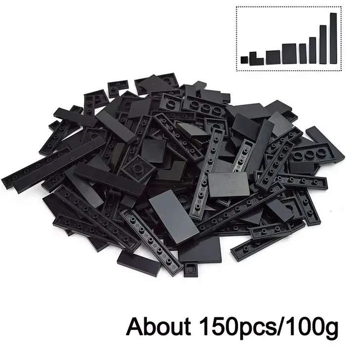 150 pièces de tuiles plates fines et lisses multicolores Leduo - Briques de construction éducatives 