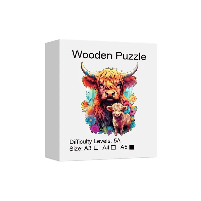 Puzzle en bois de vache pour amateur de puzzle, jouets anti-Stress uniques, cadeau d'anniversaire de