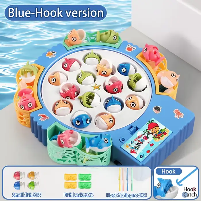 Plaque de jeu de pêche rotative magnétique-jouet de pêche avec musique pour développer la Coordinati