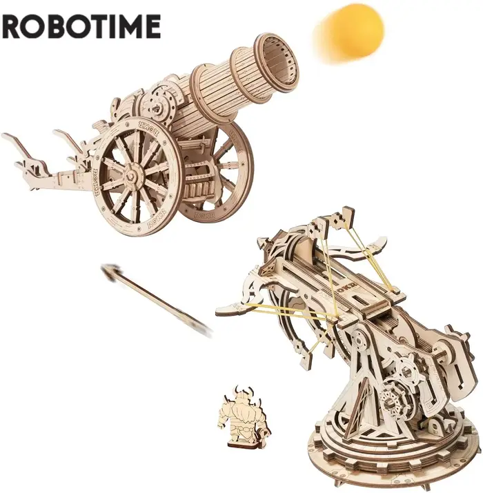 Robotime – Puzzle médiéval en bois 3D, jeu d'armes à siège, ensemble d'assemblage, cadeau pour enfants, adolescents, jouet stratégique de guerre, KW401 KW801