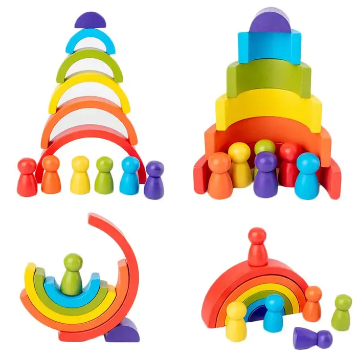 Jouet arc-en-ciel en bois pour enfants, blocs d'équilibre empilés créatifs, jouet pour bébé, jouets 