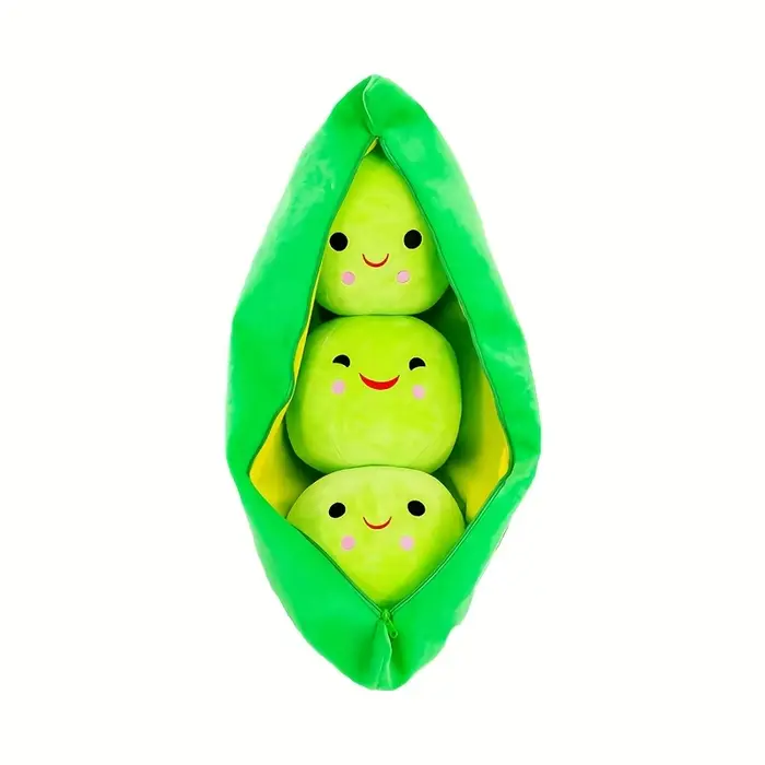 1 adorable jouet en peluche pour chien en forme de coque de pois avec visage souriant - Doux, intera