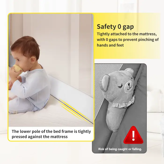 Barrière de Lit de Protection Anti-Chute Réglable en Hauteur de 70 à 100 cm pour Enfant Filet Aéré S