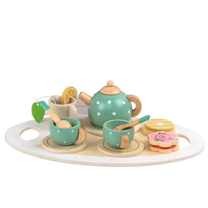 Ensemble de thé en bois pour le goûter, jouet d'imitation, aliments factices, jeu de rôle éducatif, 