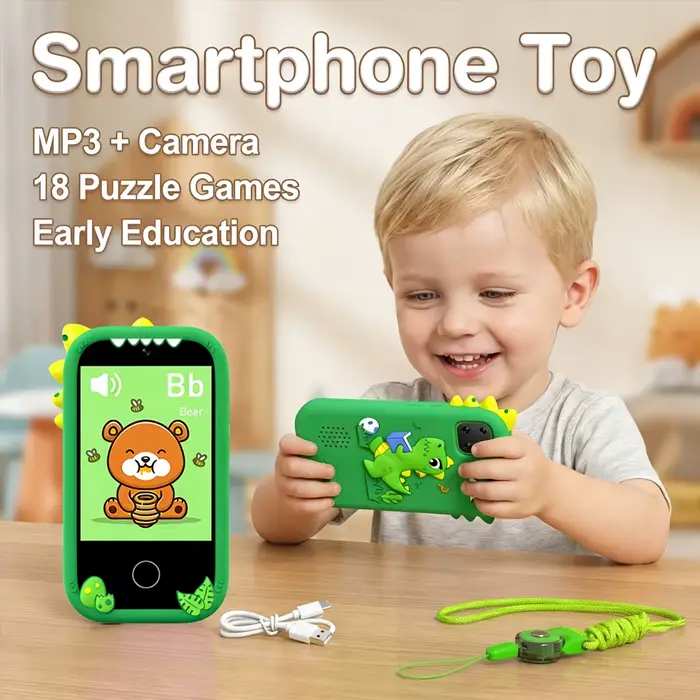 Jouet smartphone pour enfants avec 18 jeux de puzzle