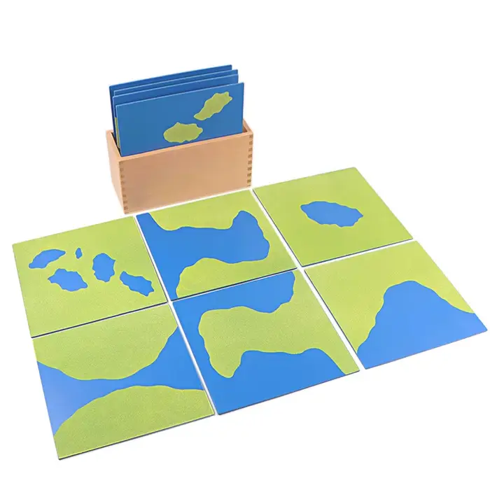 Puzzle de la carte du monde en bois et sable, matériel pédagogique Montessori, matériel pédagogique