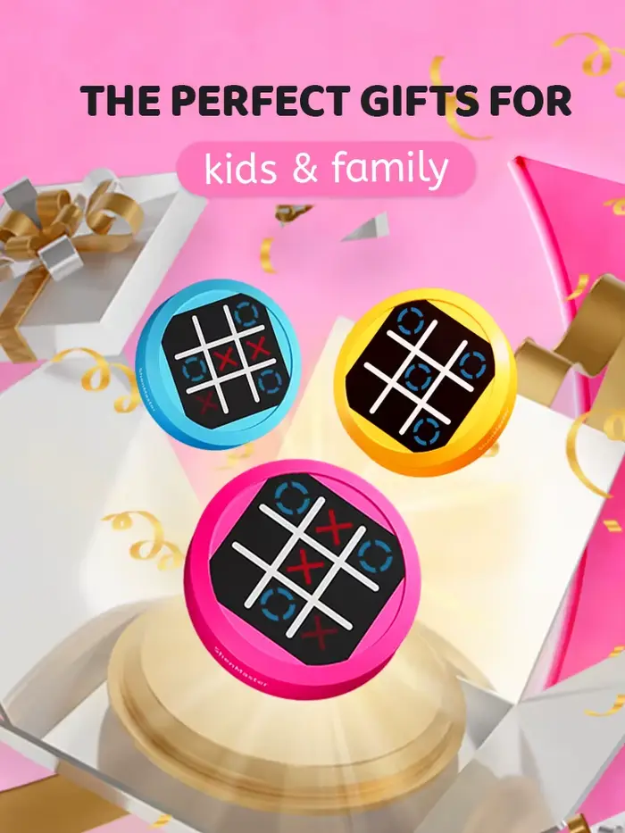 Jeu de Tic Tac Toe 4-en-1 portable console de puzzle électronique pour enfants et adultes amusement familial occassions spéciales voyage déplacement