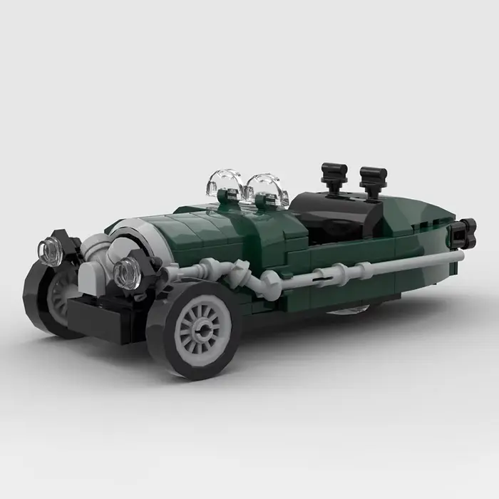 Blocs de construction MOC Voiture classique ​ ​ Morgan – modèle à 3 roues, bloc de construction à as