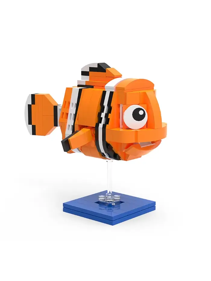 Blocs de construction MOC de poisson clown, créature de récif Tropical à rayures, jouet de bricolage
