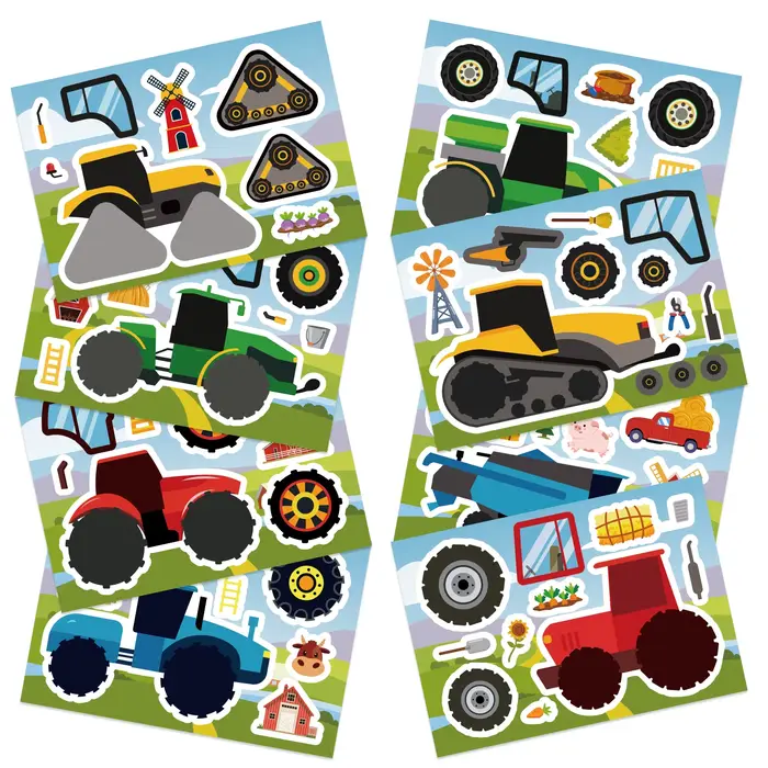 Autocollants de Puzzle pour tracteur agricole, 32 feuilles, faire un visage, véhicule de Constructio