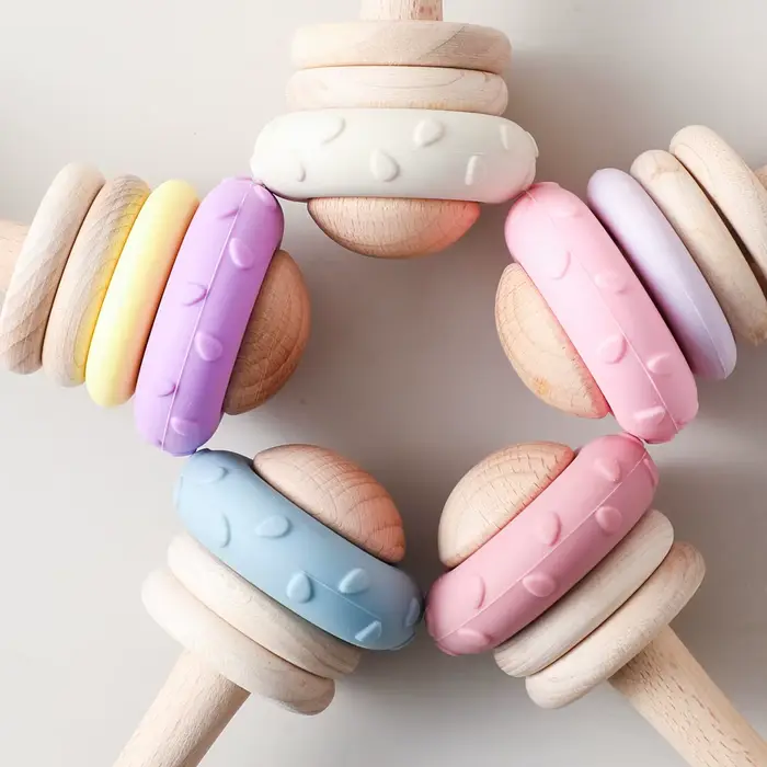 Jouet de dentition en silicone pour bébé – Hochet amélioré