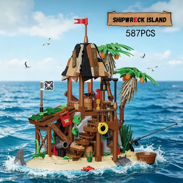 Ensemble de construction de blocs de l'île naufragée des pirates inspiré des films et jeux pour adultes occasions spéciales