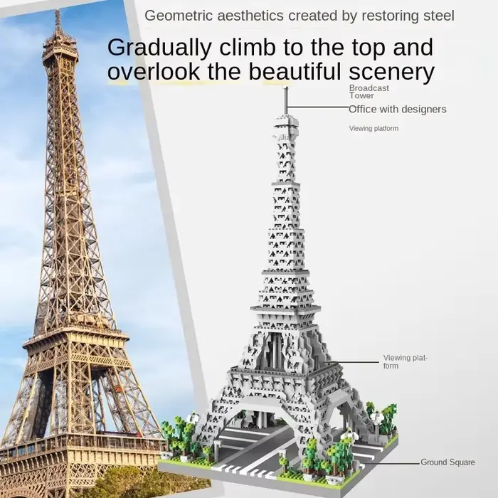 Blocs de construction Tour Eiffel en plastique ABS pour enfants et adultes occasions spéciales création puzzle construction jouet