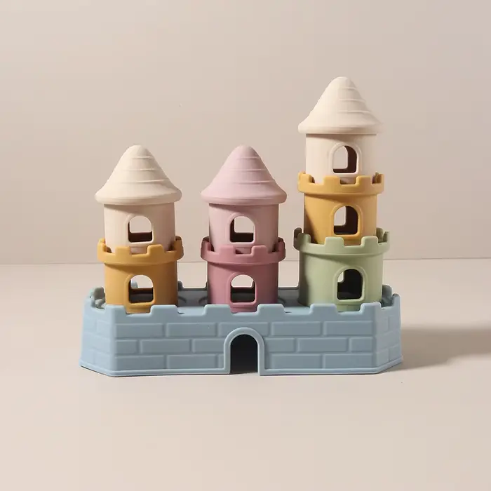 Jouet Château pour Bébé en Silicone de Qualité Alimentaire, Blocs de Construction en Silicone pour E