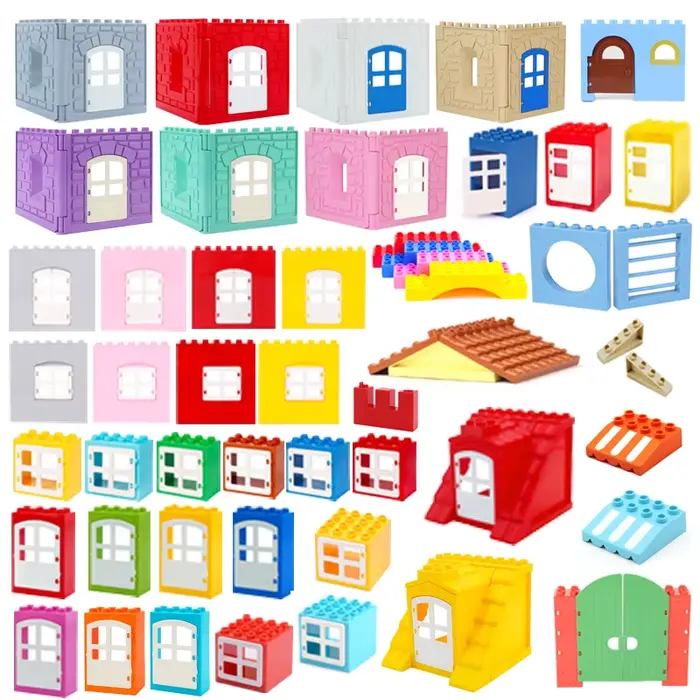 Blocs de Construction à grosses particules, pièces de maison, accessoire, fenêtre, mur, toit, assemb