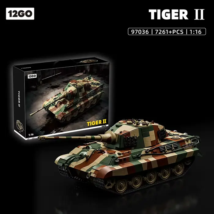 King Tiger 2 - Blocs de Construction de Char Lourd - Briques d'Assemblage de Véhicule Blindé - Jouet Éducatif - Cadeaux de Noël et de Nouvel An pour Adultes 97036