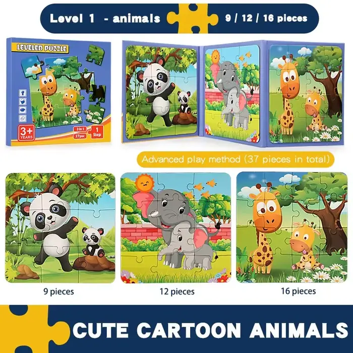 Jeux de puzzle magnétiques Montessori pour garçons et filles, enfants, voyage, livre d'activités sil