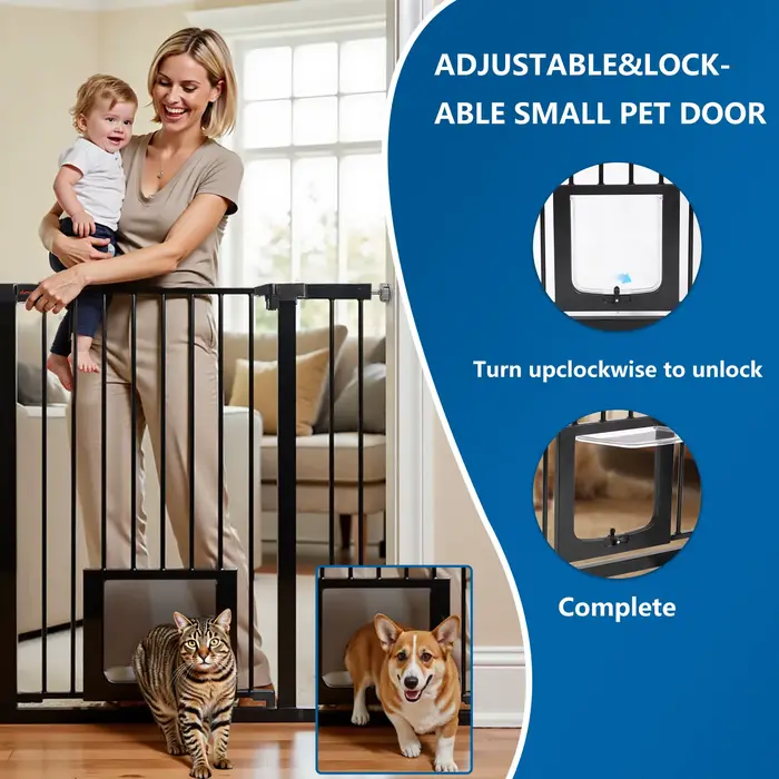Porte bébé pour portes et escaliers, montage sous pression, sans perçage, porte de sécurité en métal