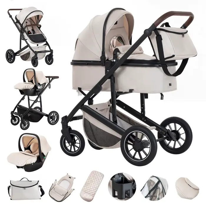 Luxueux 3 en 1 Portable voyage bébé poussette haute paysage cadre en aluminium pliable landau nouvea