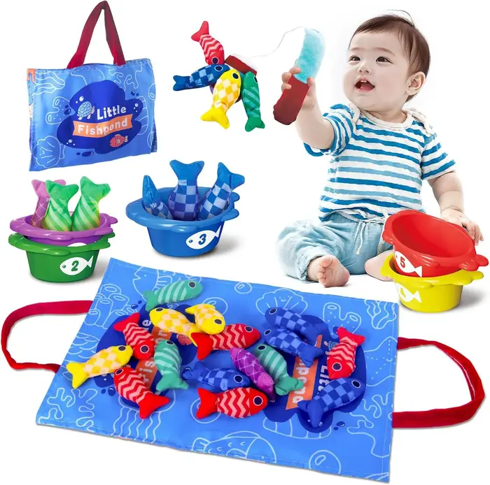 Jouets Montessori, jeu de pêche en tissu