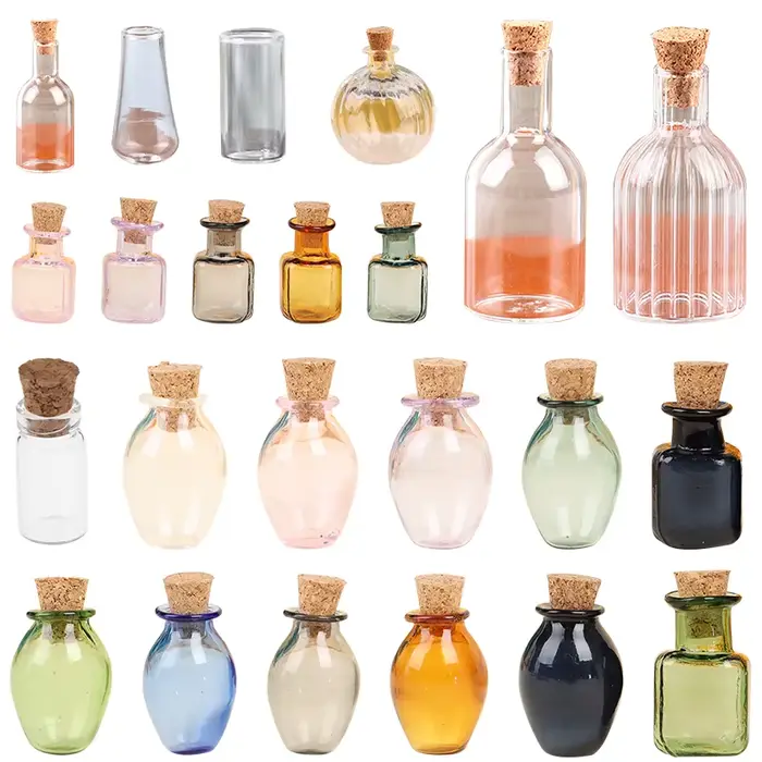 1/2/3/10PCS 1:12 Dollhouse Miniature Mini Bouteille En Verre Couvercle En Liège Rikiki Flacons Modèl