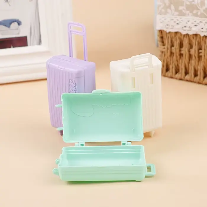 Maison de poupée Miniature en plastique multicolore, 1 pièce, valise de rangement, chariot de voyage