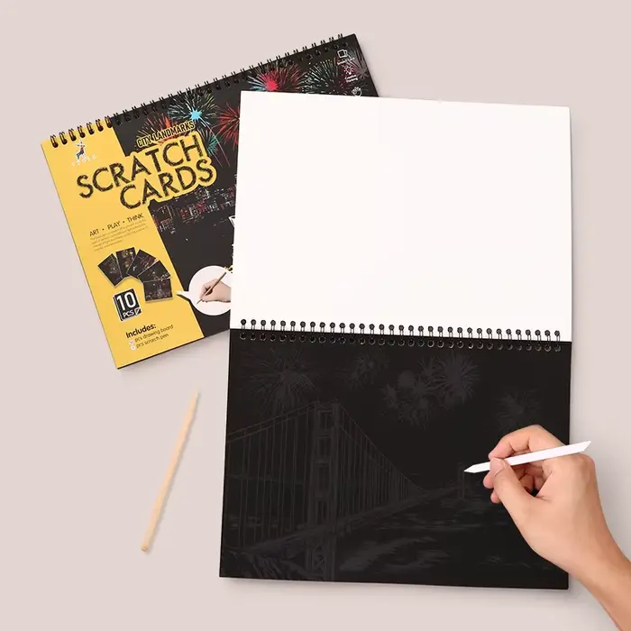 Livre de grattage magique avec stylet, motifs monuments mondiaux et paysages nocturnes, activité artistique relaxante et anti-stress, cadeau original pour adultes et enfants, occasion spéciale