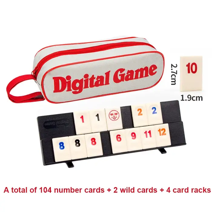 Jeu Rummy Cube avec 4 supports, 106 ensemble de jeu Rummy Cube avec étui portable, ensemble de voyag