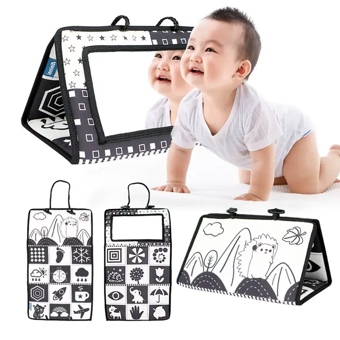 Jouets miroir pour nouveau-né, temps de ventre pour bébé, noir et blanc, développement Montessori, r