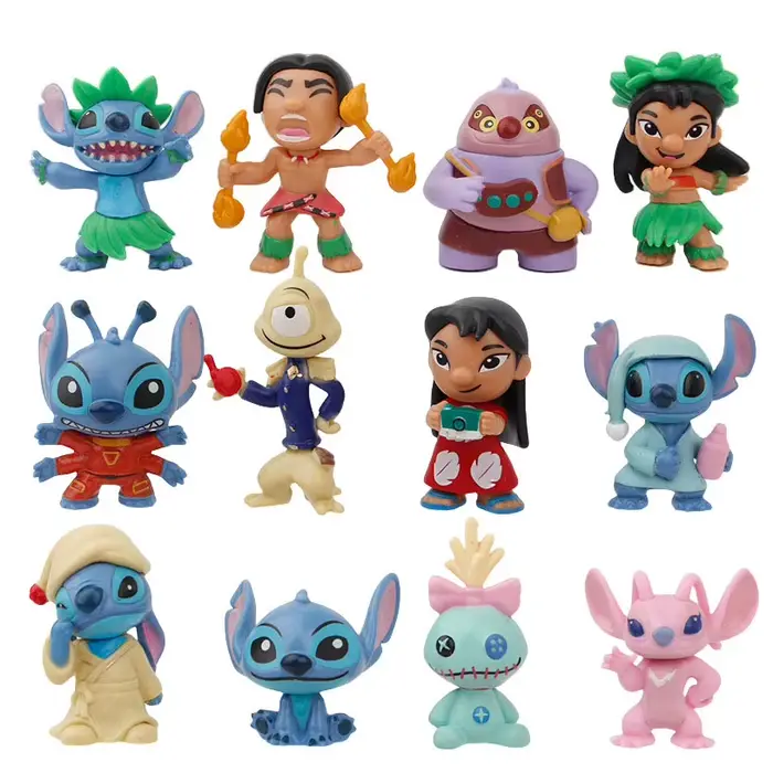 12 pièces/ensemble point Lilo figurine Anime dessin animé modèle jouets Version mignonne poupée gâte