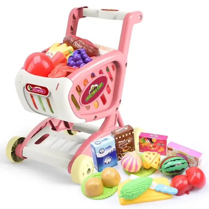 Ensemble de jouets éducatifs pour enfants, panier de supermarché avec chariot, jeu de simulation de 